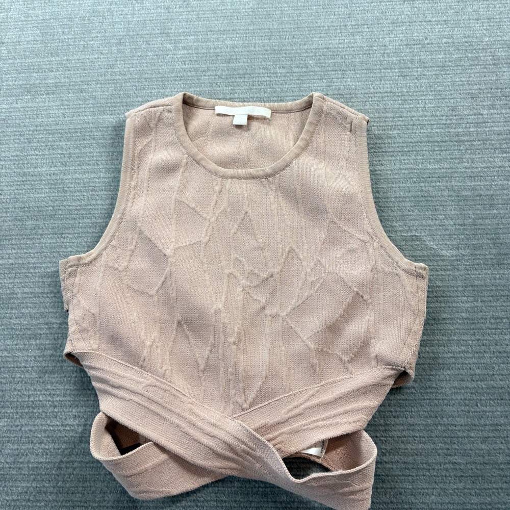 Jonathan Simkhai Tank Top Knit Cut Out Cropped Women S Beige Party Stretch